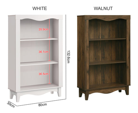 Image of NALIS 3-Tier Book Shelf, Display Cabinet in White And Walnut Color