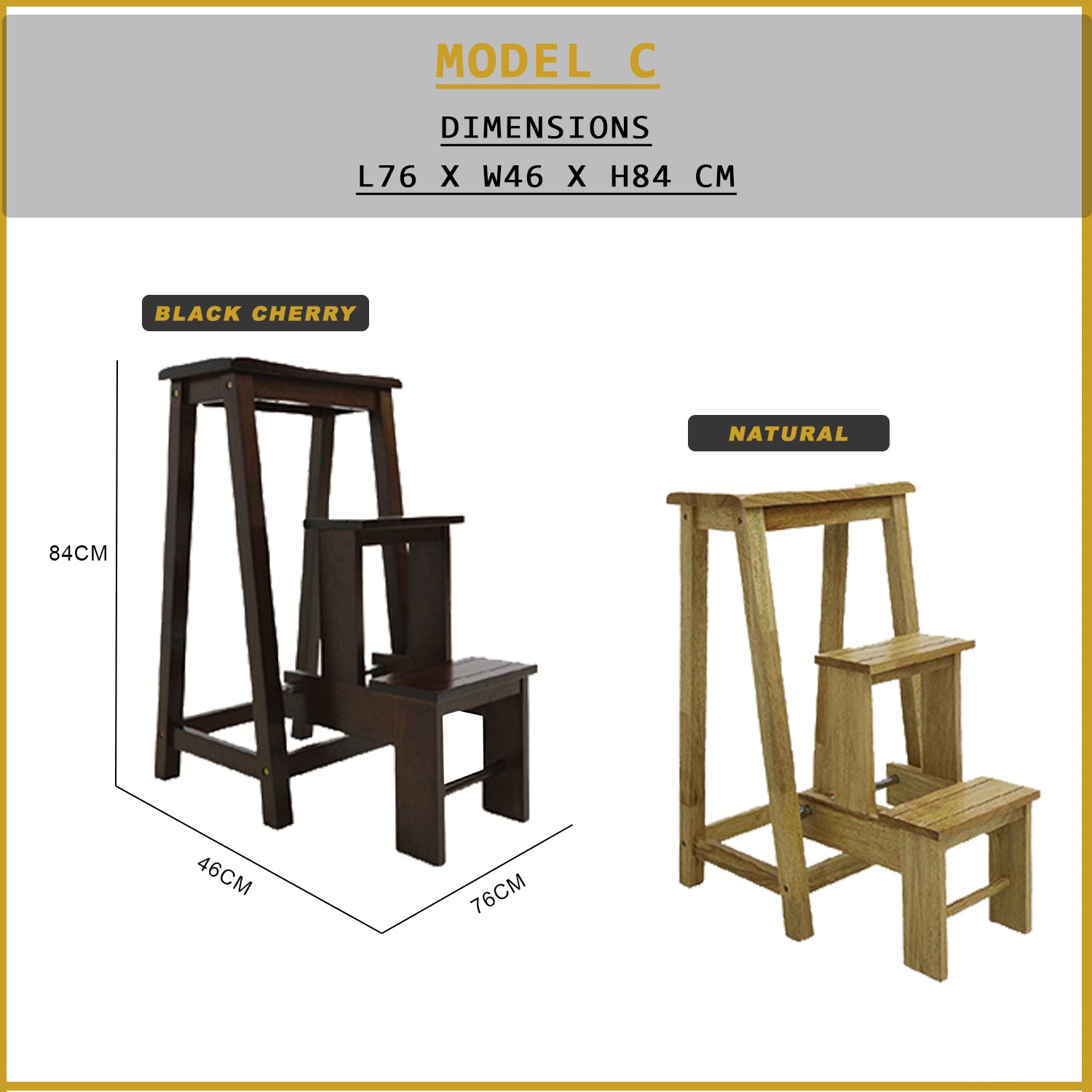 Sala Modern Solid Wood Step Chair N-Step Chair / Foldable Step Stool in 3 Models