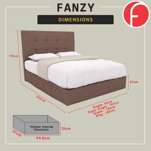 Fanzy Drawer Bedframe Storage Bed All Sizes - Pet-Friendly Option / Mattress Option