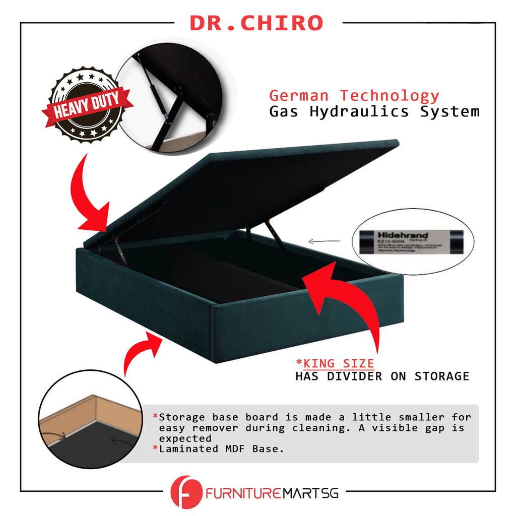 Dr.Chiro 12"/14"/16" Depth Storage Bed Base Pet Friendly Scratch-Resistant Fabric - With Mattress Add-On