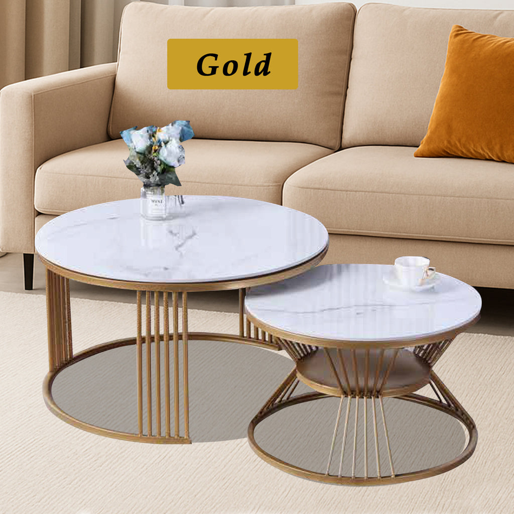 Rylee 2-Piece Center Coffee Table Heat Resistant Glossy Ceramic Top