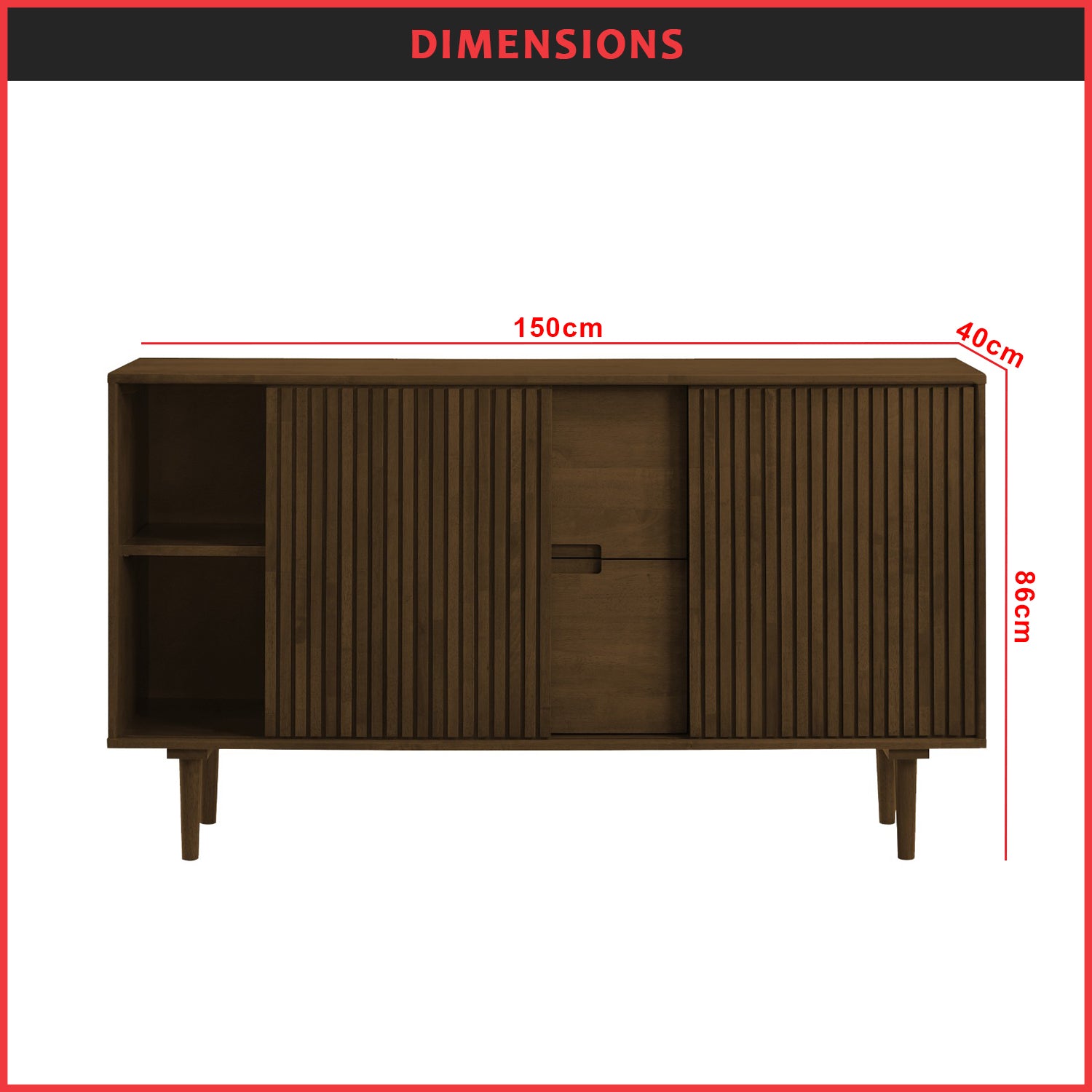 VENTI Console Table Cabinet Sideboard Cabinet Made with Solid Wood with Drawers 2 Colors