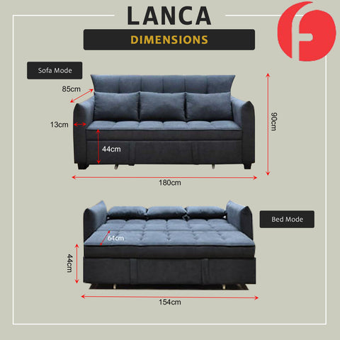 Image of Lanca 3-Seater Sofa Bed High Density Comfortable with PetFriendly Options in 20 Colours
