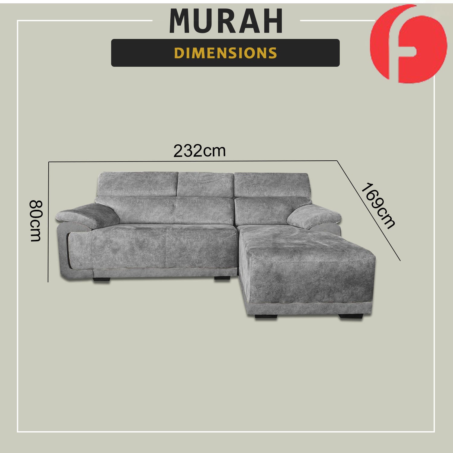 Murah L-Shaped Sofa in 48 Colour - w/ PetFriendly Options