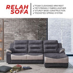 Relah Series L-Shaped Sofa in Left/Right Chaise PetFriendly Fabric/Leather