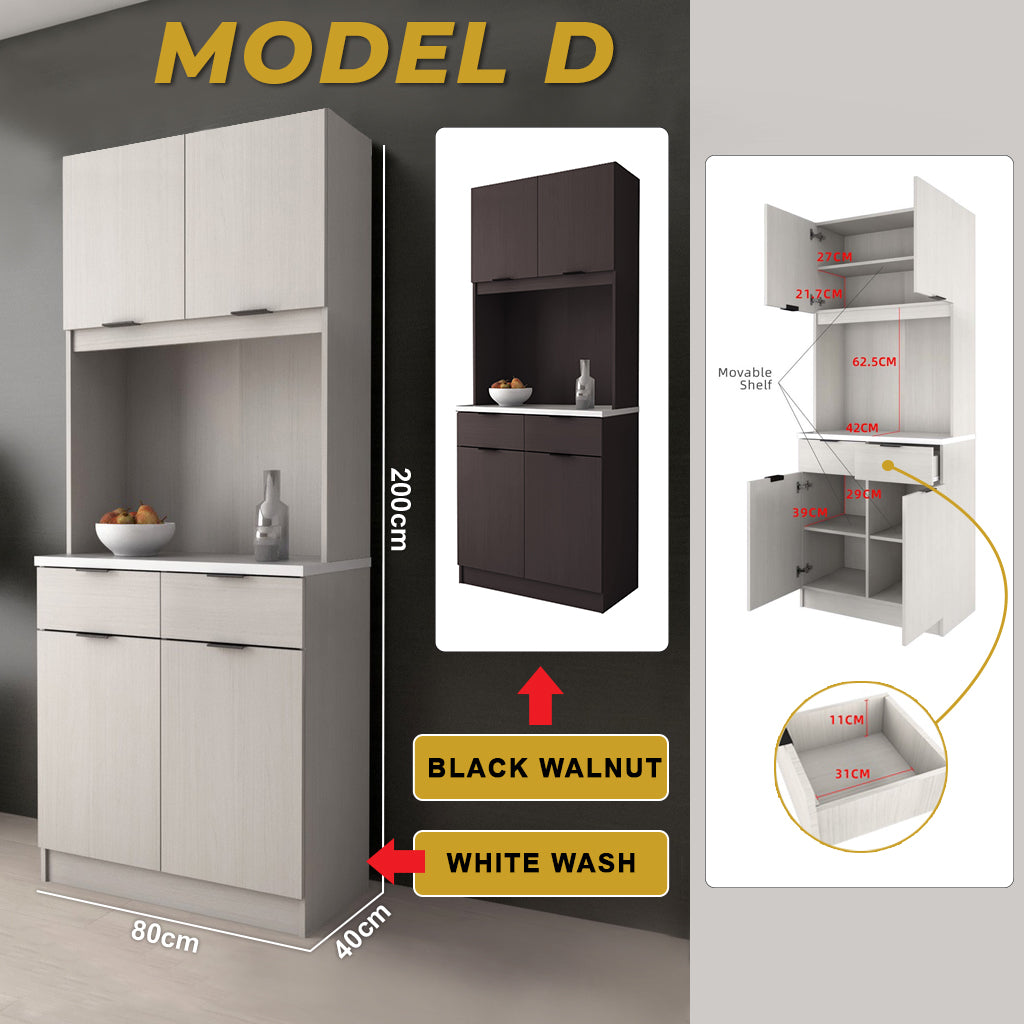 Jimae Series Modular Kitchen Cabinet with Hanging Cabinet in 2 Colours (Model D)