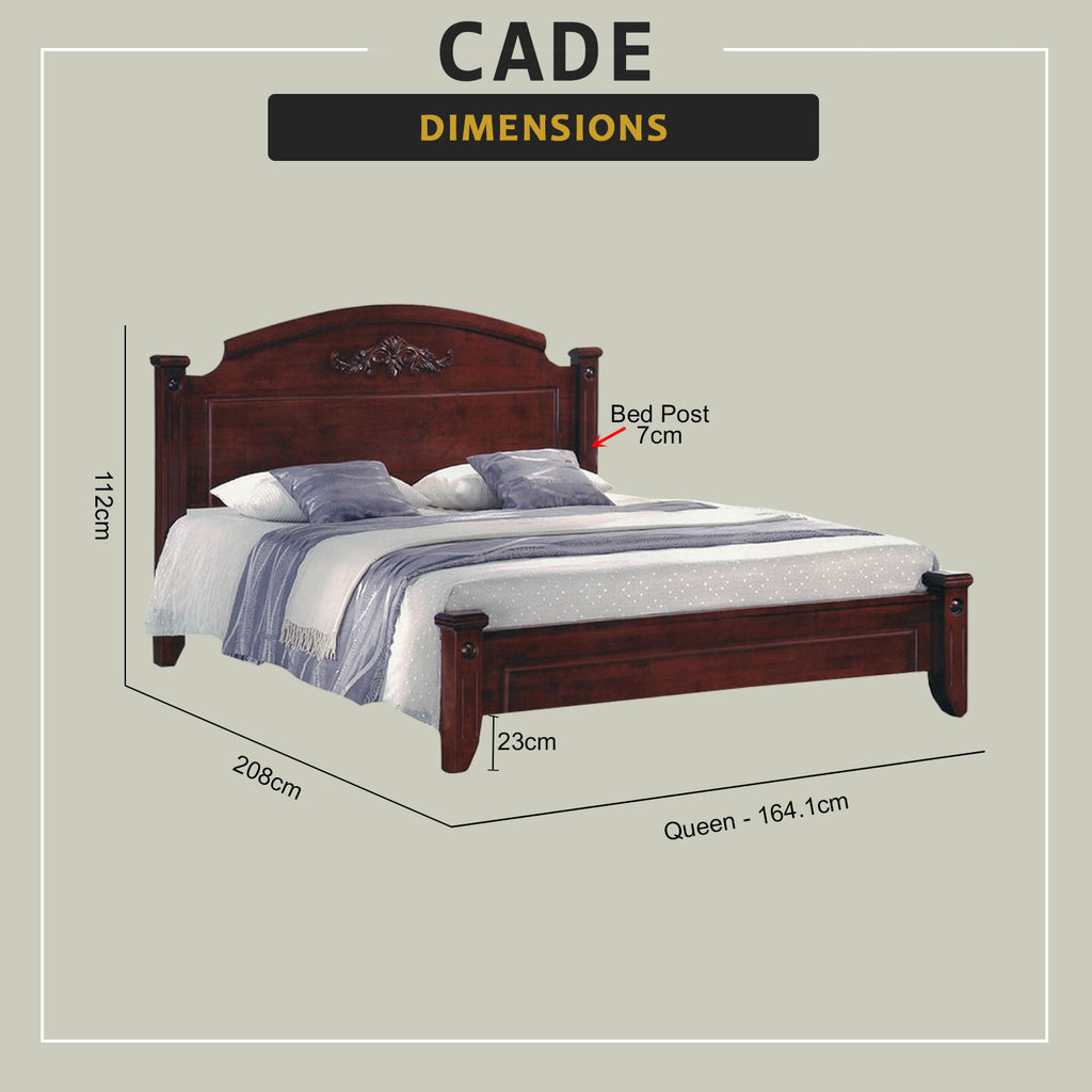 Cade Wooden Bedframe Solid Wood With Plywood Base Queen Size - w/ Mattress Option