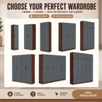 Paris CARB-P2 Certified Board 1-5 Doors Tall Wardrobe with Drawers and Top Cabinet