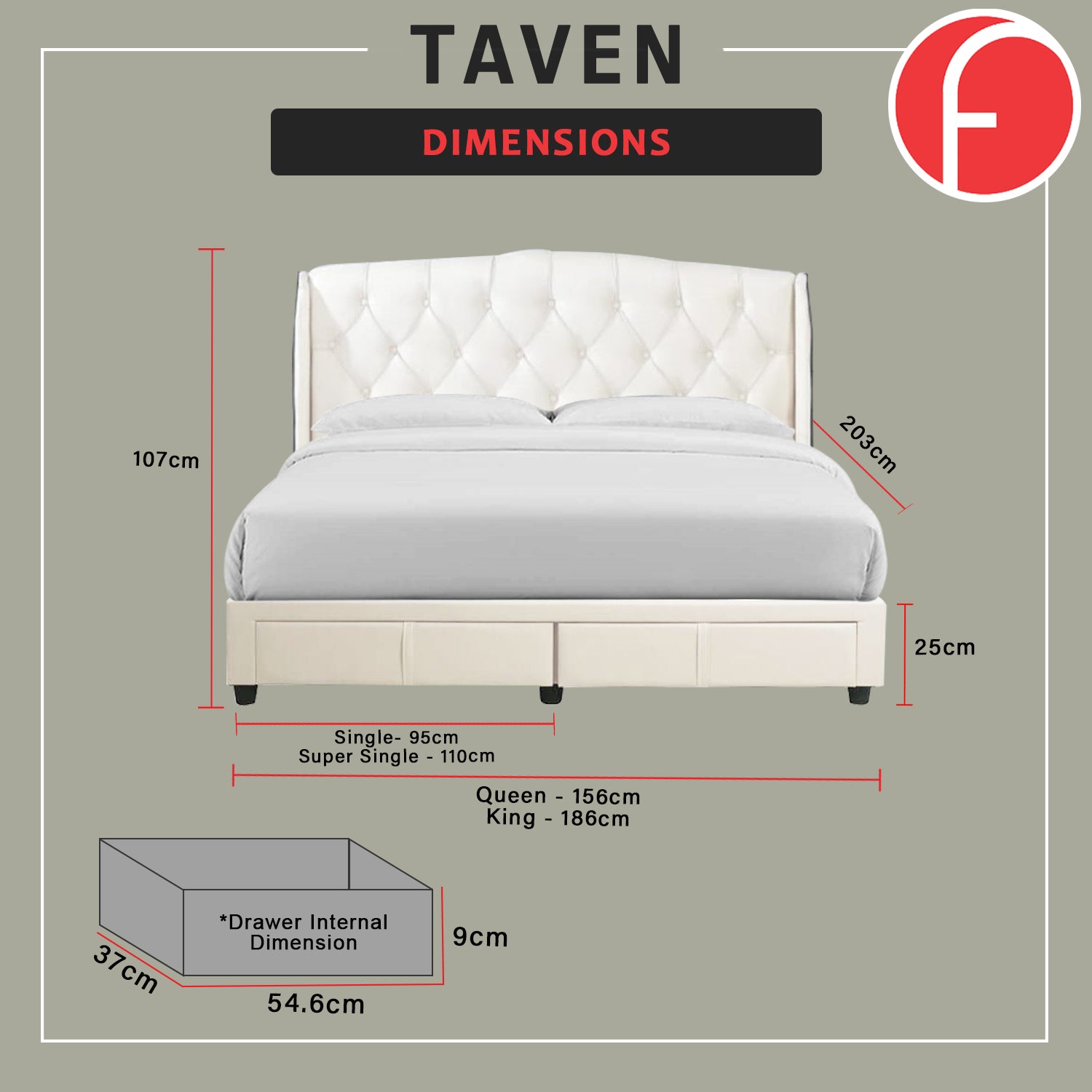 OrthoCoil Taven Drawer Divan Bed Frame - PetFriendly Scratch Resistant / Mattress Option