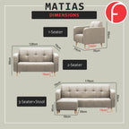 Matias 1/2/3-Seater Sofa with Stool High Density Foam w/ PetFriendly Options