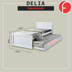 Delia Pull-Out Bed Frame Slatted Wood Base with Pull-out Bed w/ Mattress Option