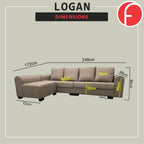 Logan 4 Seater With Chaise in 48 Colour - w/ PetFriendly Options