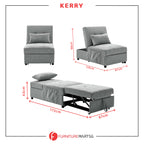 Kerry 1 Seater Sofa Bed in Grey Fabric