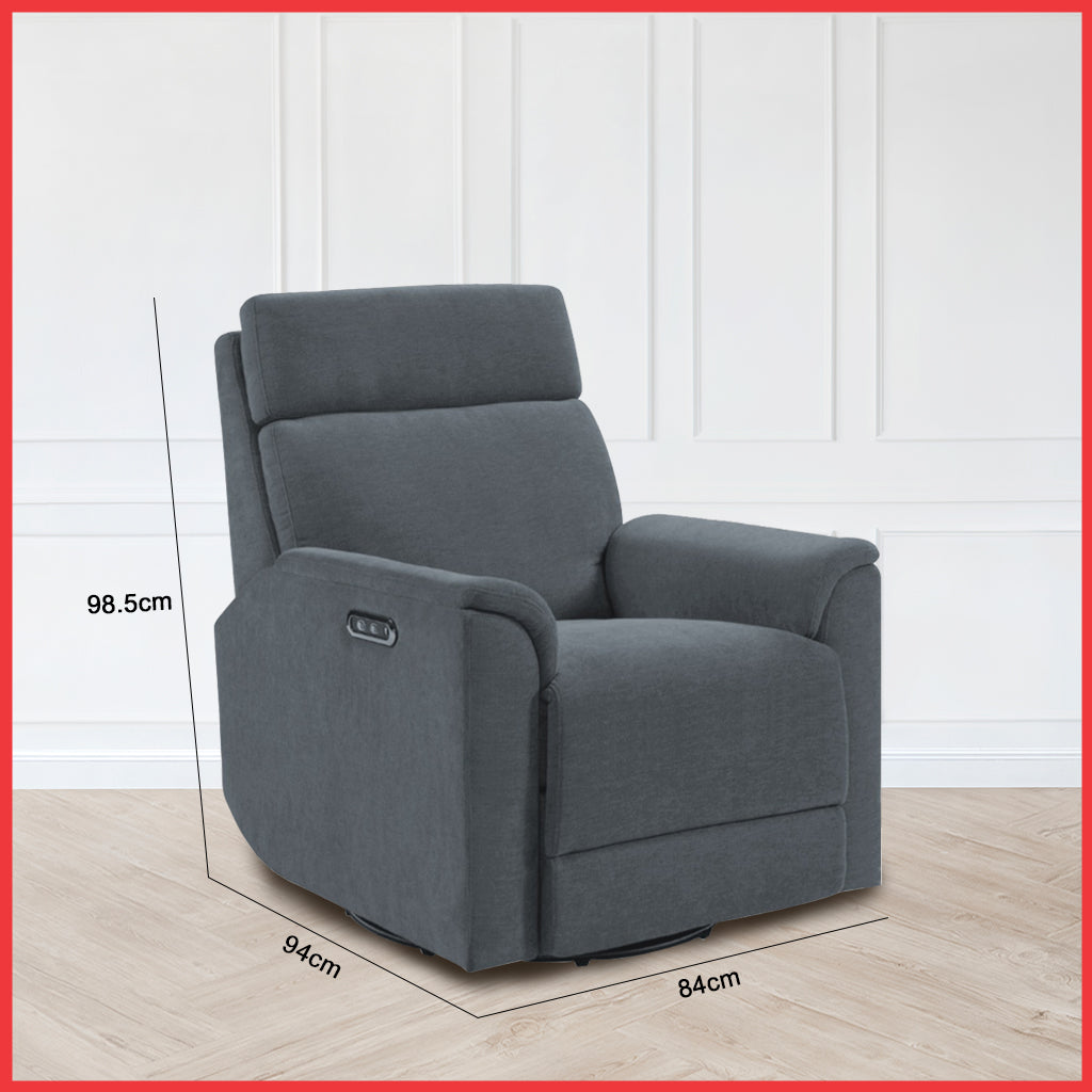 Relazo Single Electric Swivel Recliner Sofa w/ USB Type-C Charging Port PetFriendly (Model B)