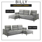 Billy Pushback L-Shaped Sofa in 47 Colour - w/ PetFriendly Fabric/Leather