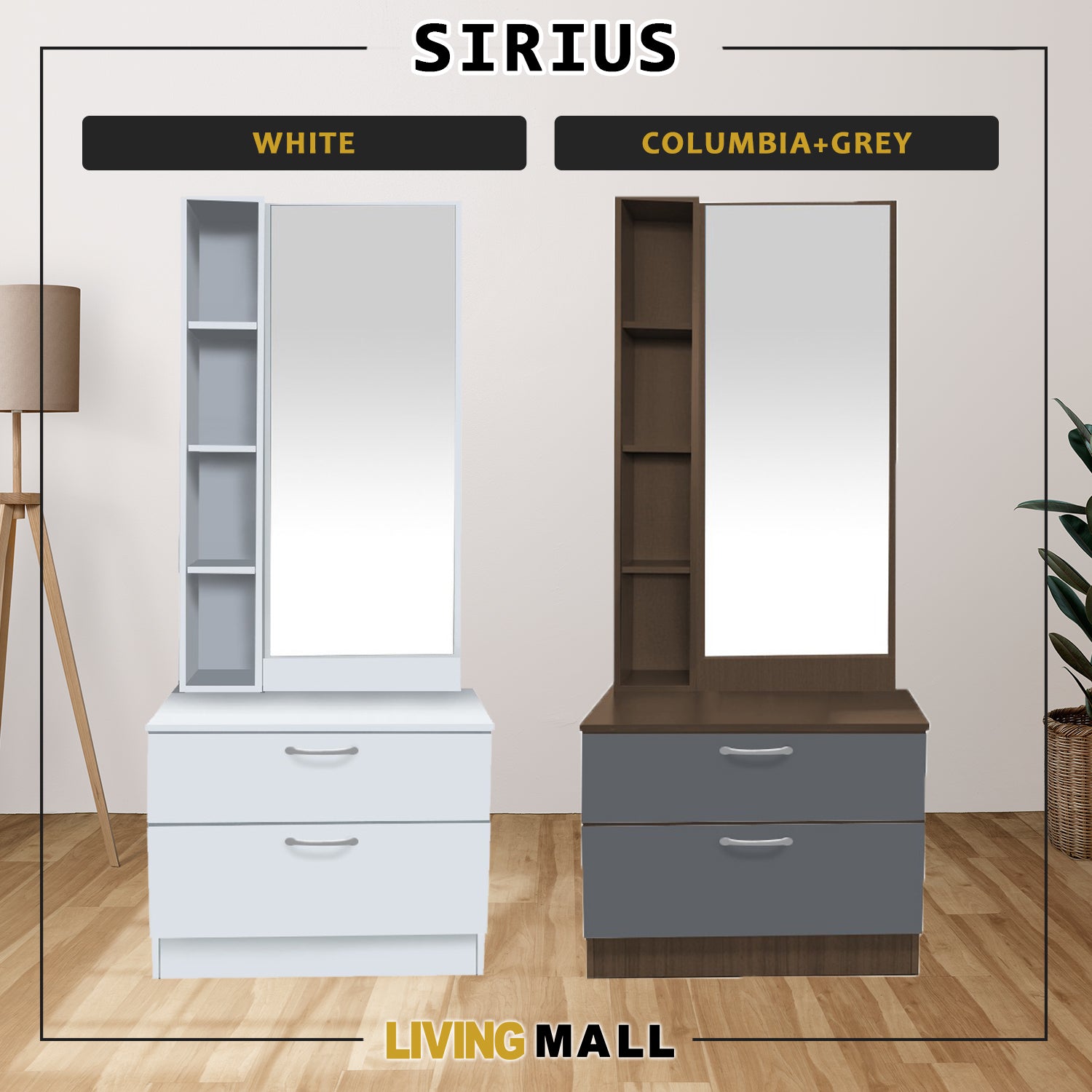 Sirius Dressing Table With Free Stool Laminated Smooth Gliding Drawer In 6 Colours