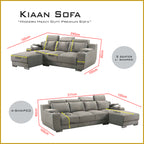 Kiaan Sofa Armrest Storage + Cup Holders 3/4L Shape Sofa Set w/ Pet-Friendly Option