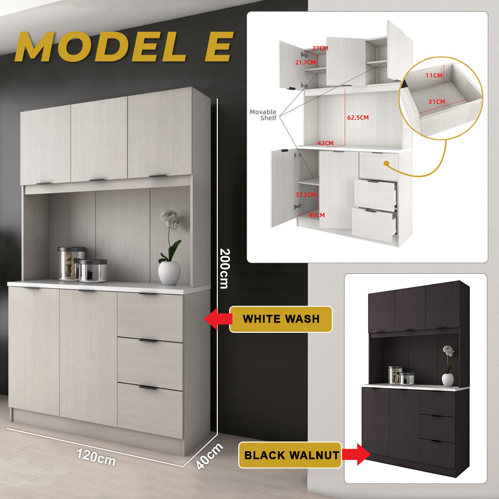 Jimae Series Modular Kitchen Cabinet with Hanging Cabinet in 2 Colours (Model E)