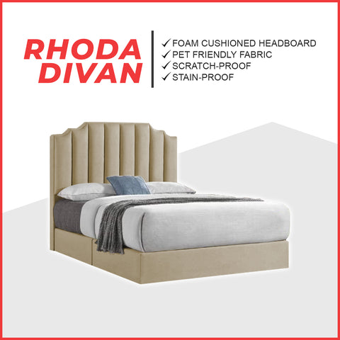 Image of DR CHIRO Rhoda Queen/King Divan Bedframe Pet-Friendly Scratch-proof Fabric With Mattress Add-On Options