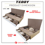 Teddy Storage Bed with Drawers Fully Laminated Eco Board All Sizes w/ Mattress Options
