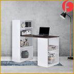 Elias Study Computer Office Table with Shelves Cabinet in 4 Colours