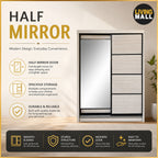 Hans 4FT/5FT/6FT 2-Door Sliding Door Wardrobe CARB-P2 Certified in White Wash or Black