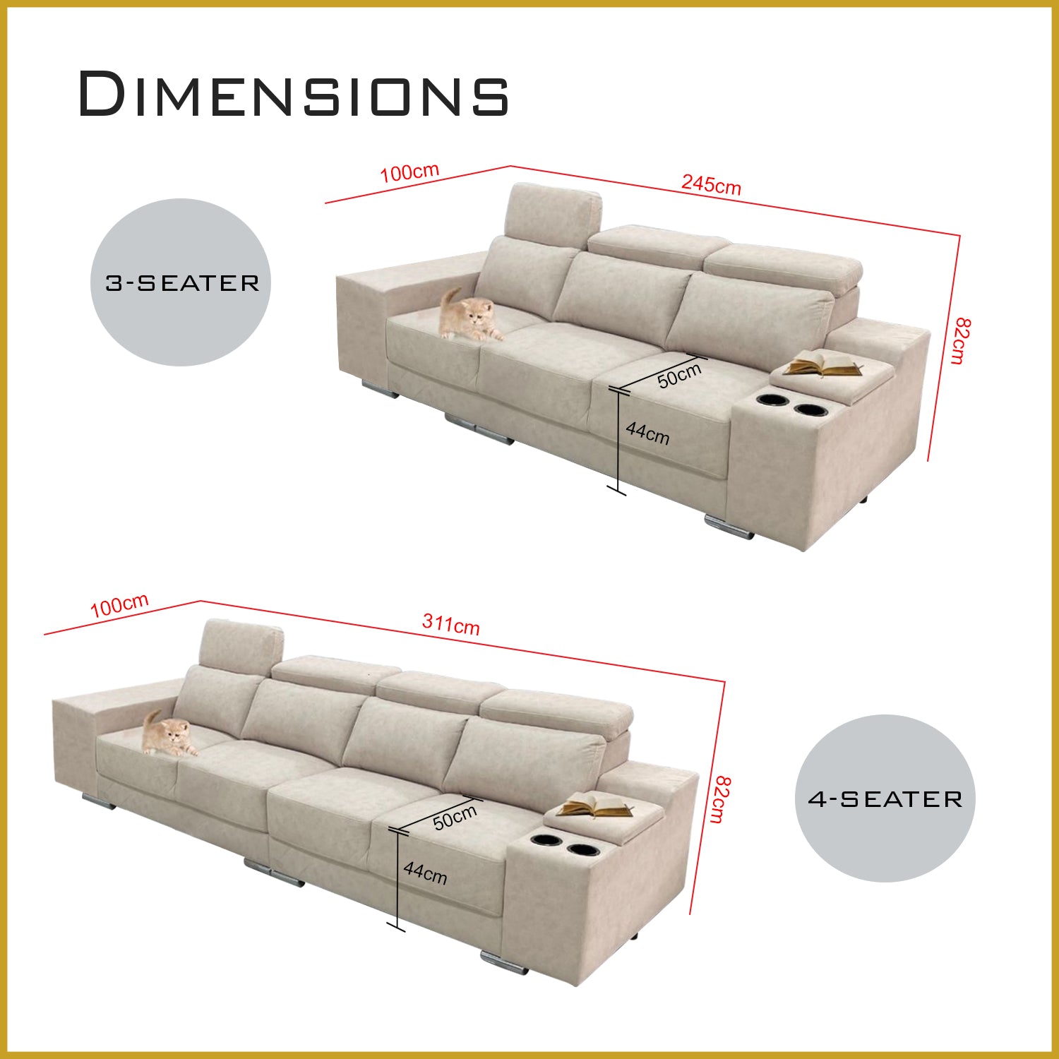 Manny 1/2/3/4-Seater Sofa with Stool Storage & Cup Holder w/ Pet-Friendly Option