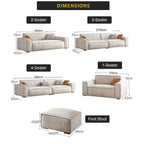 Ailean 1/2/3/4-Seater Sofa with Stool in 47 Colour - w/ PetFriendly Scratch Resistant Option