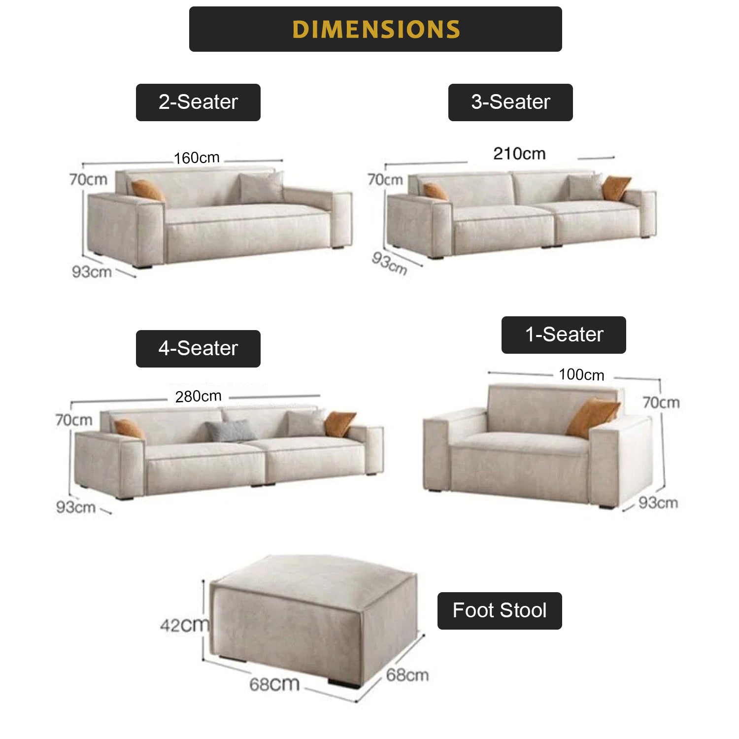 Ailean 1/2/3/4-Seater Sofa with Stool in 47 Colour - w/ PetFriendly Scratch Resistant Option