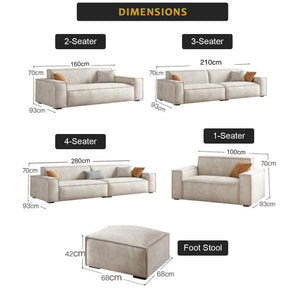Ailean 1/2/3/4-Seater Sofa with Stool in 47 Colour - w/ PetFriendly Scratch Resistant Option