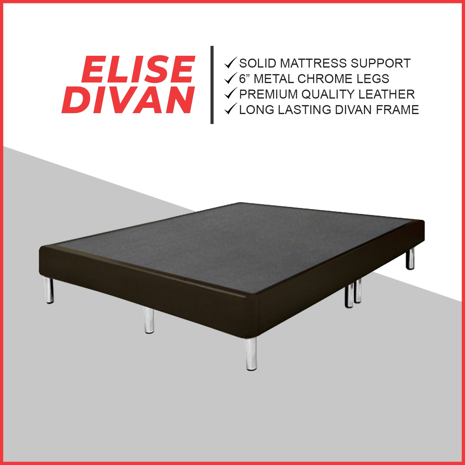 Elise Divan Faux Leather Bed Frame w/ Pet-Friendly Option - All Sizes Available