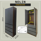 Nolin Modern 2 Door Hanging Wardrobe + 3 Layer Drawer Laminated Back Panel
