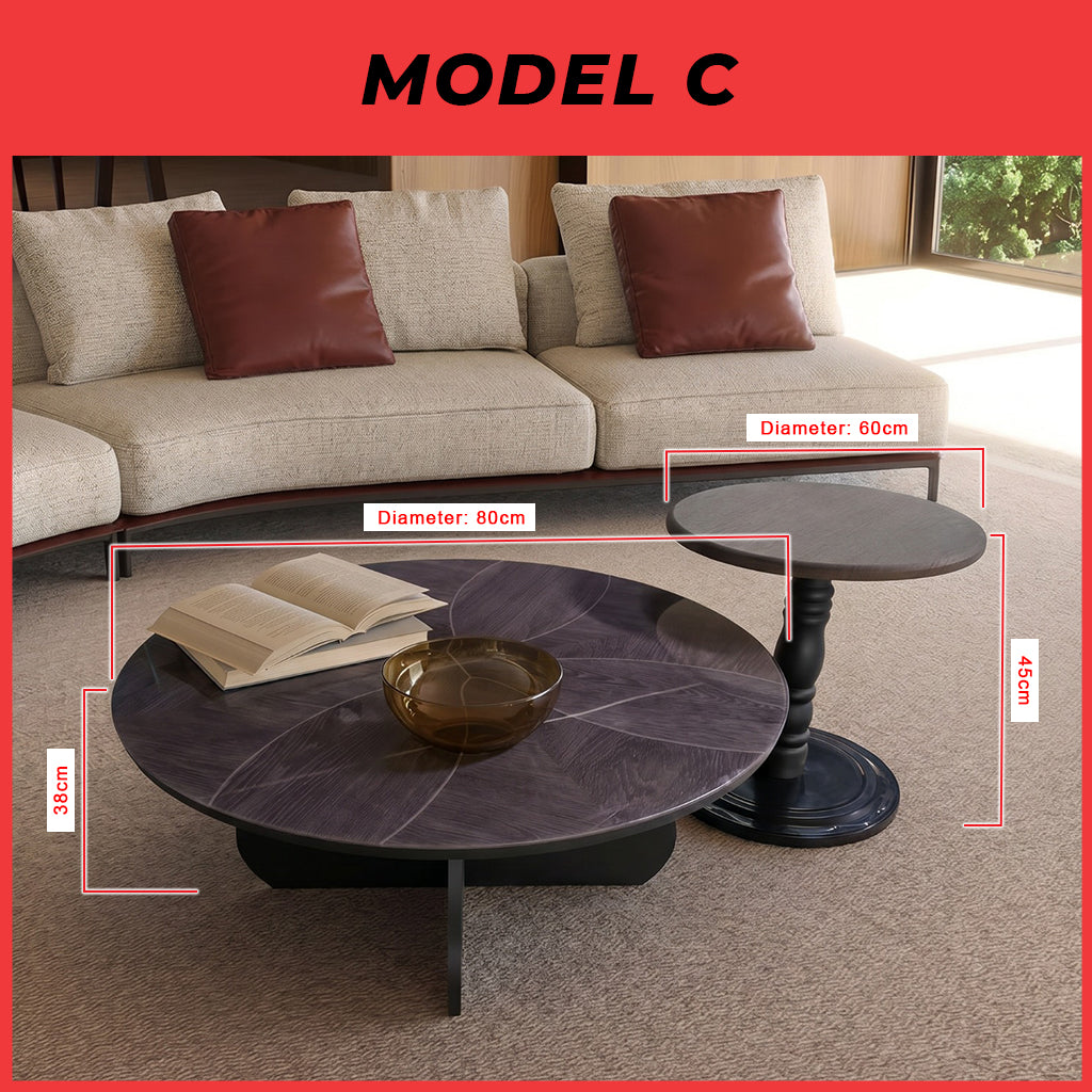 LEVIE Premium Coffee Center Table 2-Piece Set with Tempered Glass Table Top
