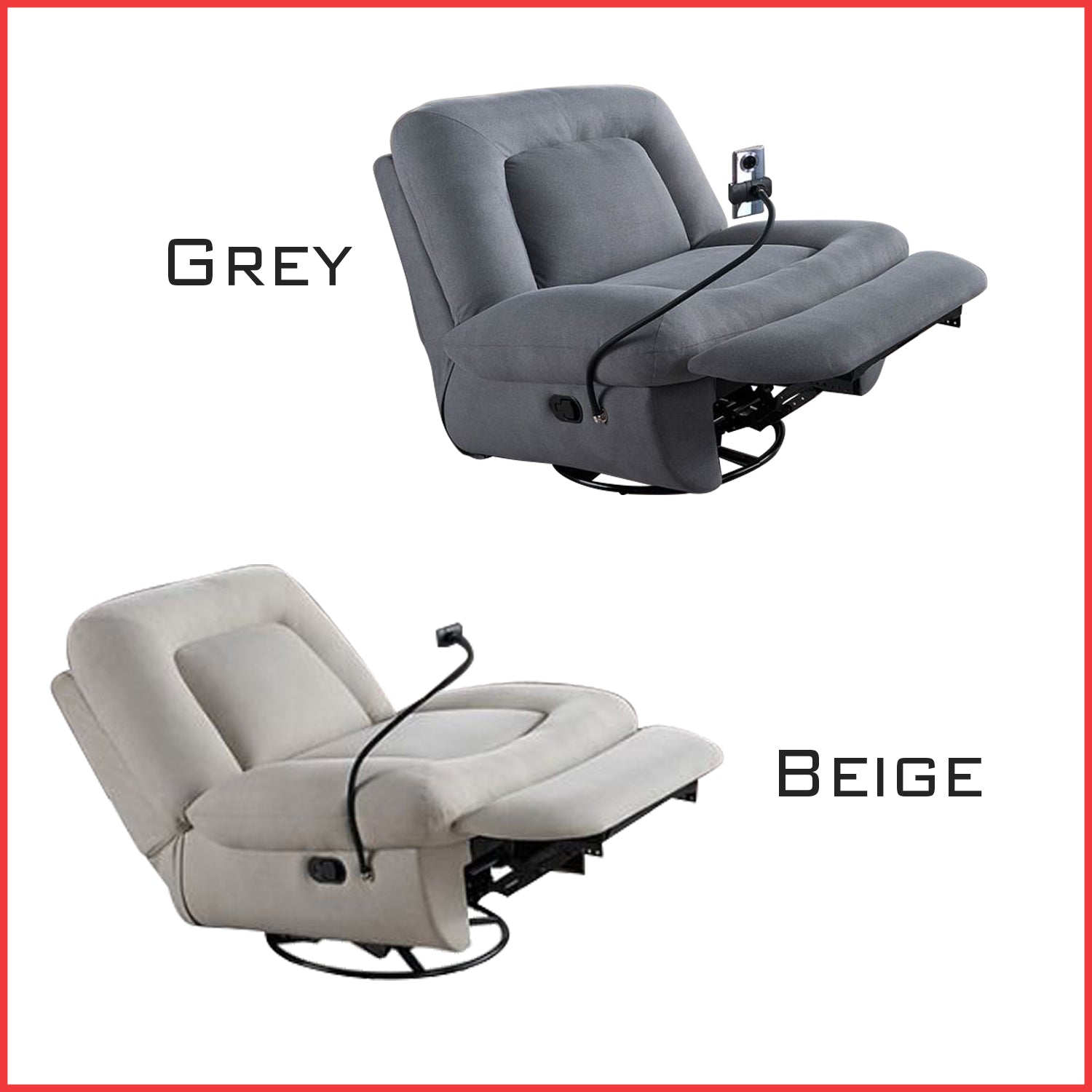 Reine 1-Seater Recliner Rocking Sofa with Phone Holder - PetFriendly in 2 Colours