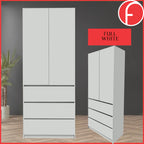 Nolin Modern 2 Door Hanging Wardrobe + 3 Layer Drawer Laminated Back Panel