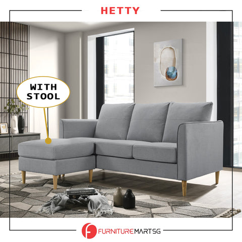 Image of Hetty 3-Seater / 4-Seater Sofa with Stool in Pet-Friendly Fabric 16 Colours