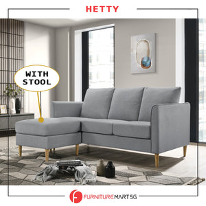 Hetty 3-Seater / 4-Seater Sofa with Stool in Pet-Friendly Fabric 16 Colours