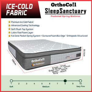 Orthocoil 12" Sleep Sanctuary Ice-Cold Fabric Mattress Pocketed Spring Mattress