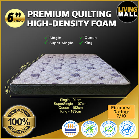 Image of 4"/6"/8" Comfort Foam Mattress High Density Foam Premium Quilt - All Sizes Available