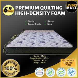 4"/6"/8" Comfort Foam Mattress High Density Foam Premium Quilt - All Sizes Available