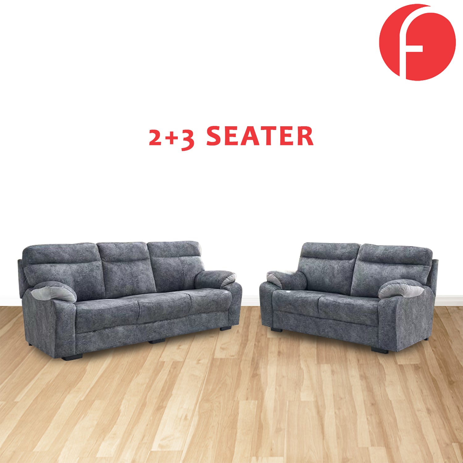 Janza Charcoal Fabric 1/2/3-Seater Left/Right L-Shaped Sofa in Charcoal Colour