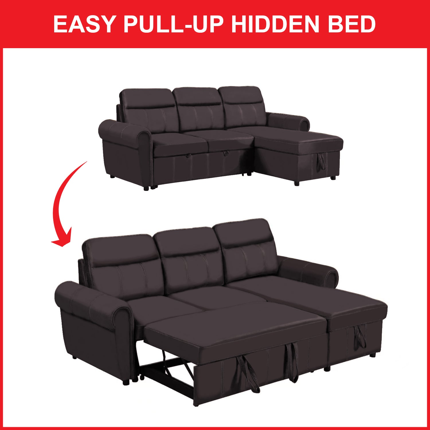 Margo Sleeper Sectional Reversible Sofa in 2 Colours