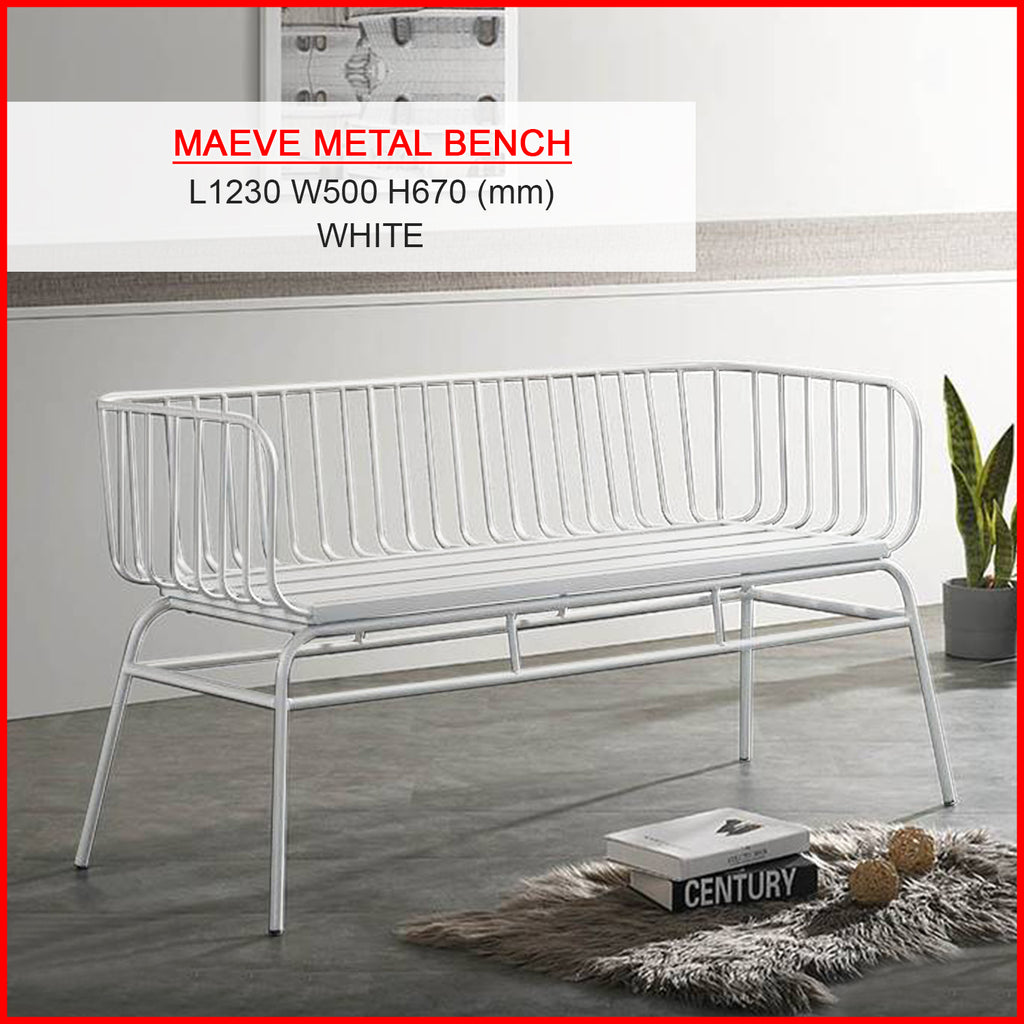 Maeve Series Top Quality Metal Bench in Black and White Color