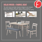 PAULA Solid Wood Dining Set Table with Chair and Bench - Available in White Wash and Walnut Colour