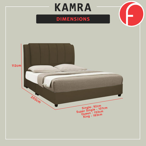 Image of DIOMIRE Kamra Divan Bed Frame Linen Fabric/Faux Leather with Mattress Option