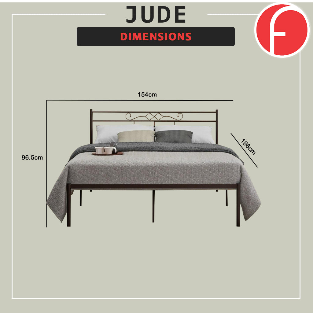 Jude Queen Metal Bed Frame in Copper or White Colour - w/ Mattress Option