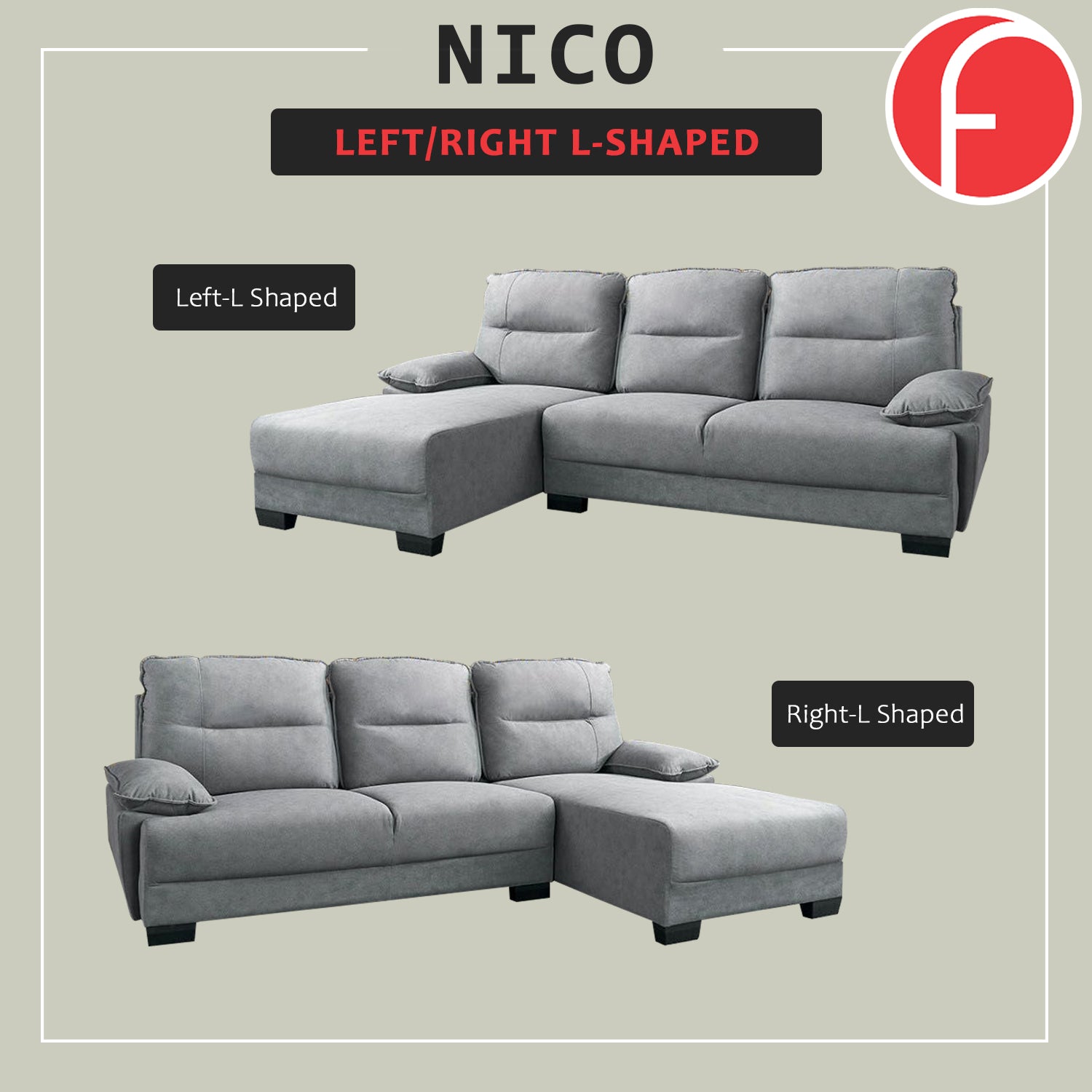 Nico 1/2/3-Seater L-Shaped Sofa with Pet-Friendly Fabric Scratch-Resistant & Claw-Resistant