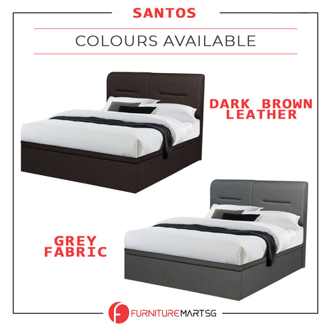 Image of Santos Queen Storage Bed Frame Fabric/Faux Leather with Mattress Package