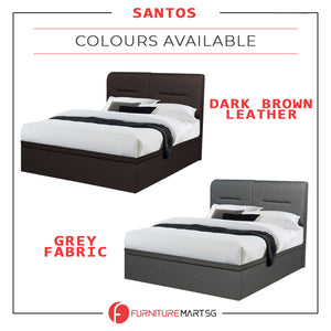 Santos Queen Storage Bed Frame Fabric/Faux Leather with Mattress Package