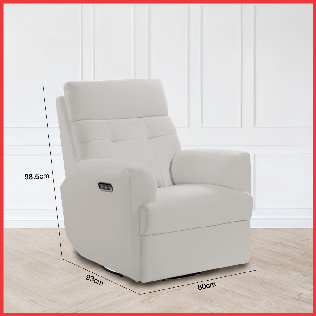 Relazo Single Electric Swivel Recliner Sofa w/ USB Type-C Charging Port PetFriendly (Model C)